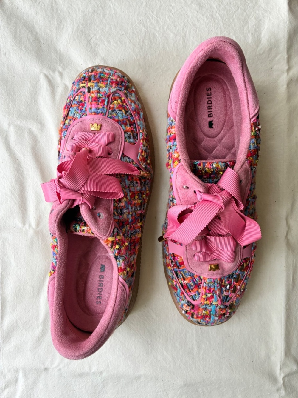 The Jay Sneaker by Birdies, size 6, in pink multi-tweed